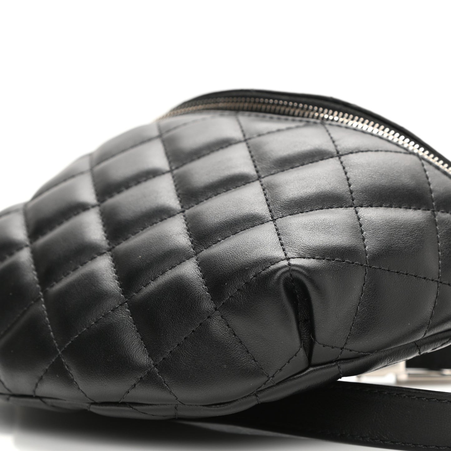 Grained Calfskin Quilted Waist Belt Bag Black