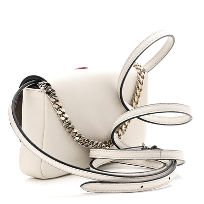 Fendi Shiny Nappa Rabbit Fur Crystal Flowerland Micro Buggie Baguette White 3 of 9