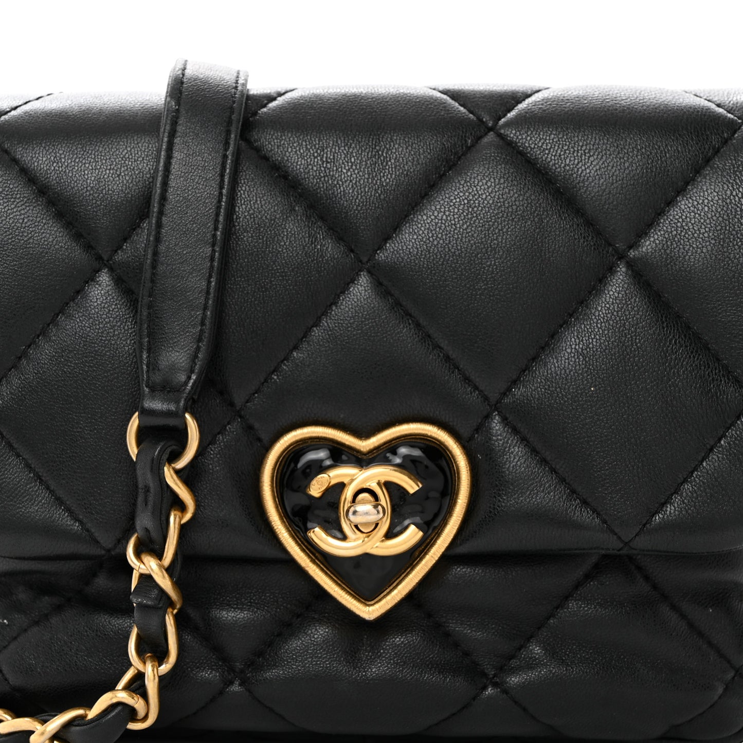 Lambskin Plexiglass Quilted Coco Love Mini Flap Black