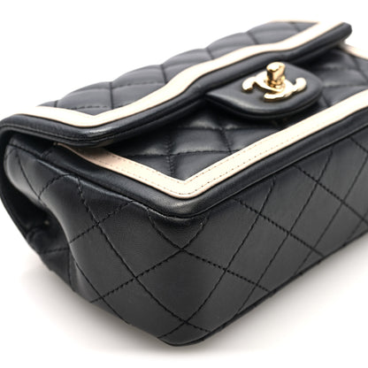 Chanel Shiny Lambskin Quilted Half Mini Flap Black Beige 9 of 10