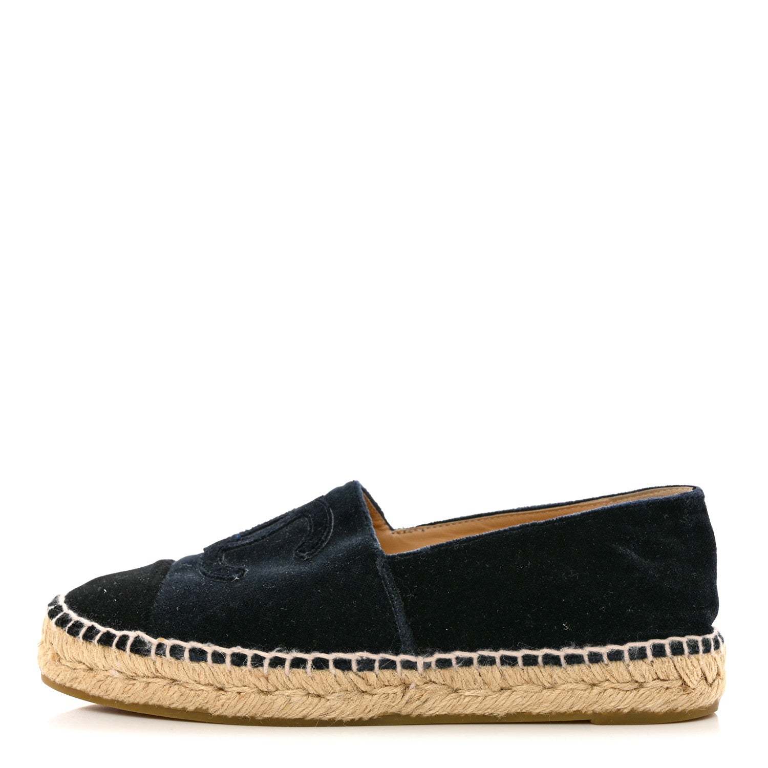 Chanel Velvet CC Espadrilles 36 Dark Navy Black 1 of 14