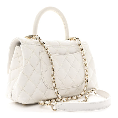 Chanel Caviar Quilted Mini Coco Handle Flap White 3 of 12