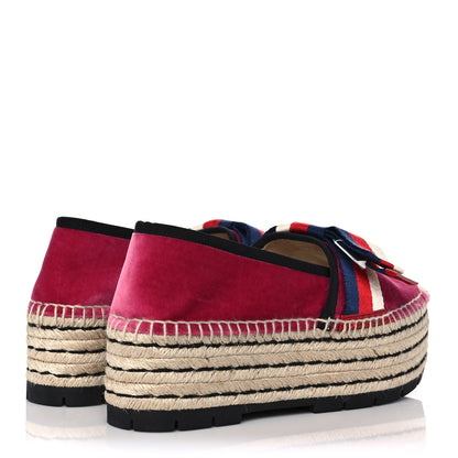 Gucci Velvet Sylvie Web Platform Espadrilles 37 Light Raspberry Rose 4 of 9