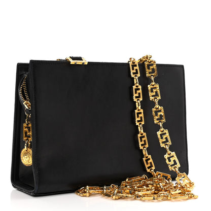 Versace Calfskin Medallion Tribute Chain Shoulder Bag Black 2 of 14