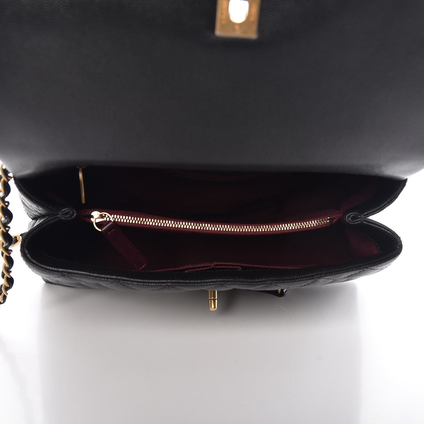 Caviar Quilted Small Coco Handle Flap Black