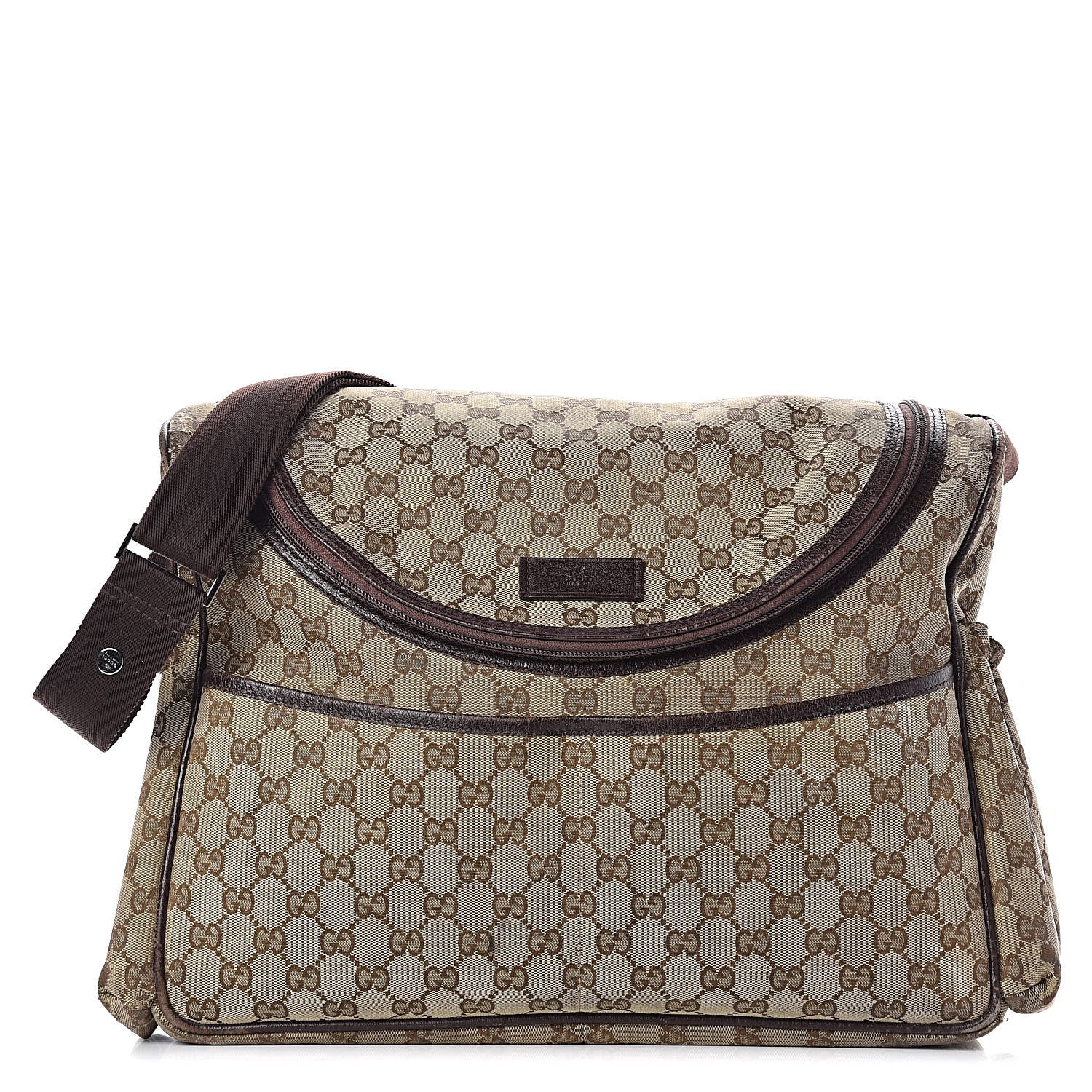 Gucci Monogram Natural Pigskin Large Diaper Bag Beige Ebony Cocoa Dark Chocolate 1 of 29