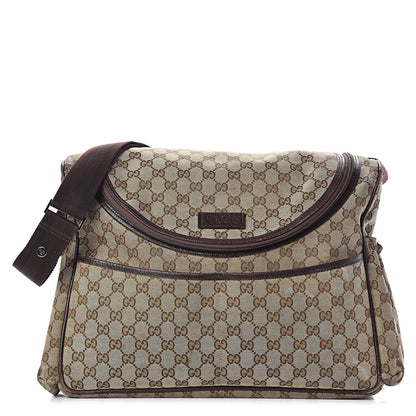 Gucci Monogram Natural Pigskin Large Diaper Bag Beige Ebony Cocoa Dark Chocolate 1 of 29