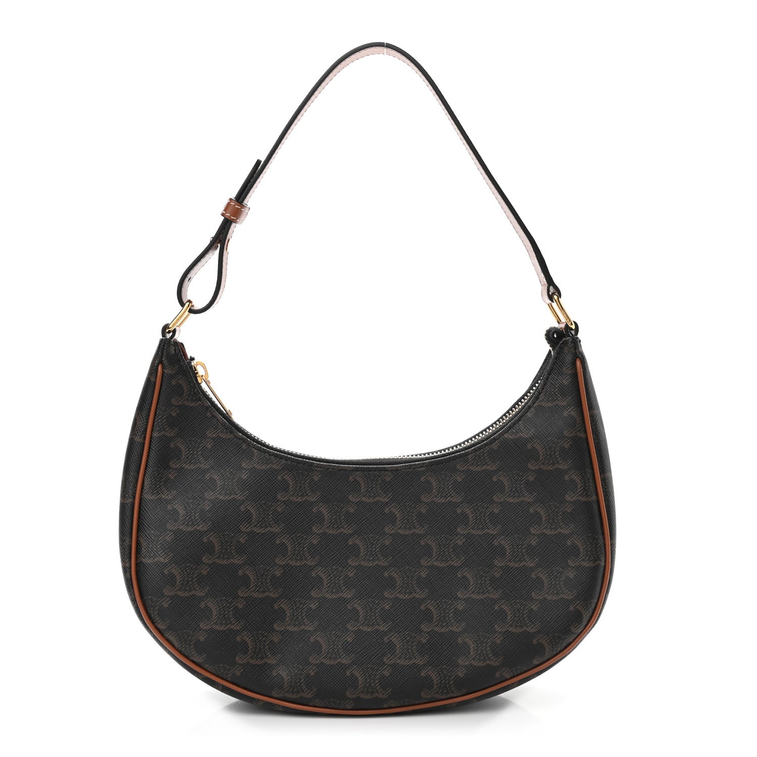 Celine Triomphe Canvas Calfskin Ava Shoulder Bag Tan 1 of 9