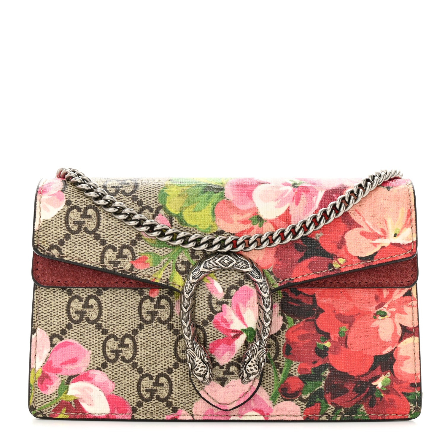 Gucci GG Supreme Monogram Blooms Super Mini Dionysus Shoulder Bag Beige Multicolor Dry Rose 1 of 10
