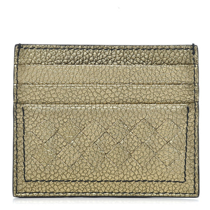 Bottega Veneta Metallic Calfskin Intrecciato VN Card Case Dark Gold 1 of 8