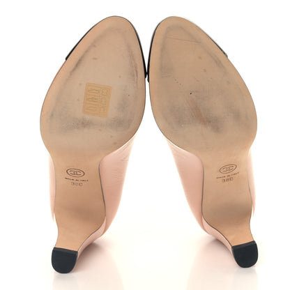 Chanel Crumpled Calfskin Patent Cap Toe CC Pumps 38 Pink Black 5 of 8