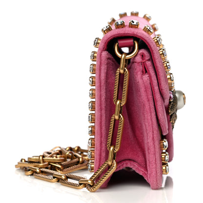 Gucci Velvet Crystal Mini Bee Broadway Shoulder Bag Light Raspberry Rose 12 of 27