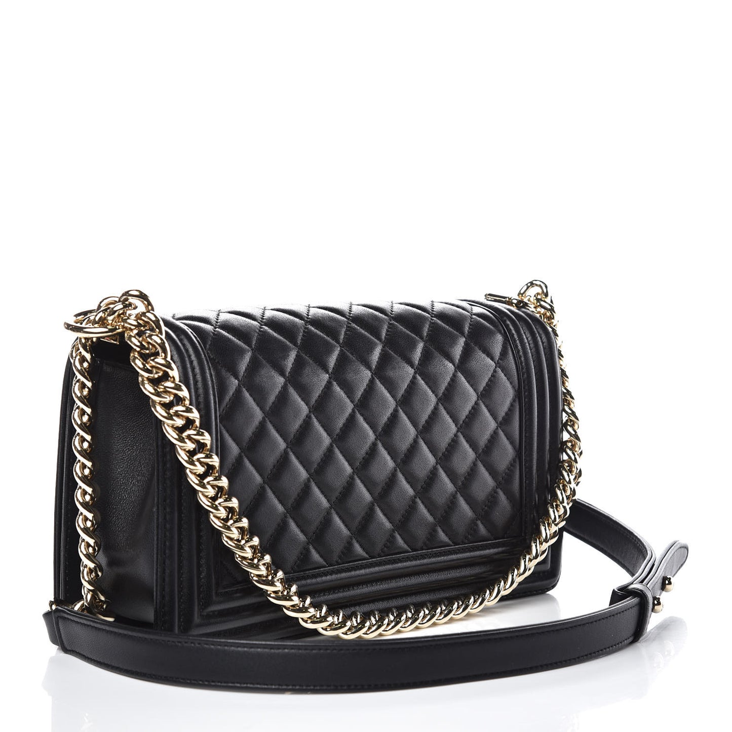 Lambskin Quilted Medium Boy Flap Black