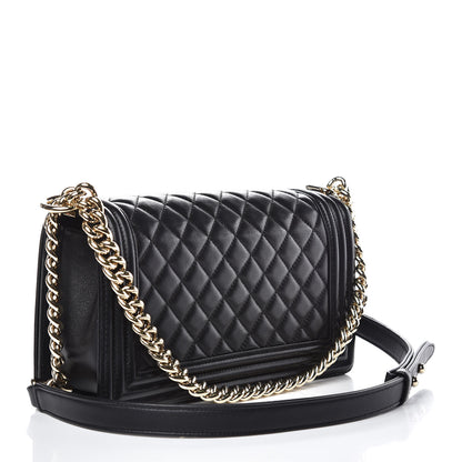 Chanel Lambskin Quilted Medium Boy Flap Black 3 of 14