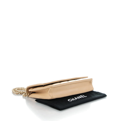 Chanel Lambskin Quilted Wallet On Chain WOC Beige 4 of 8