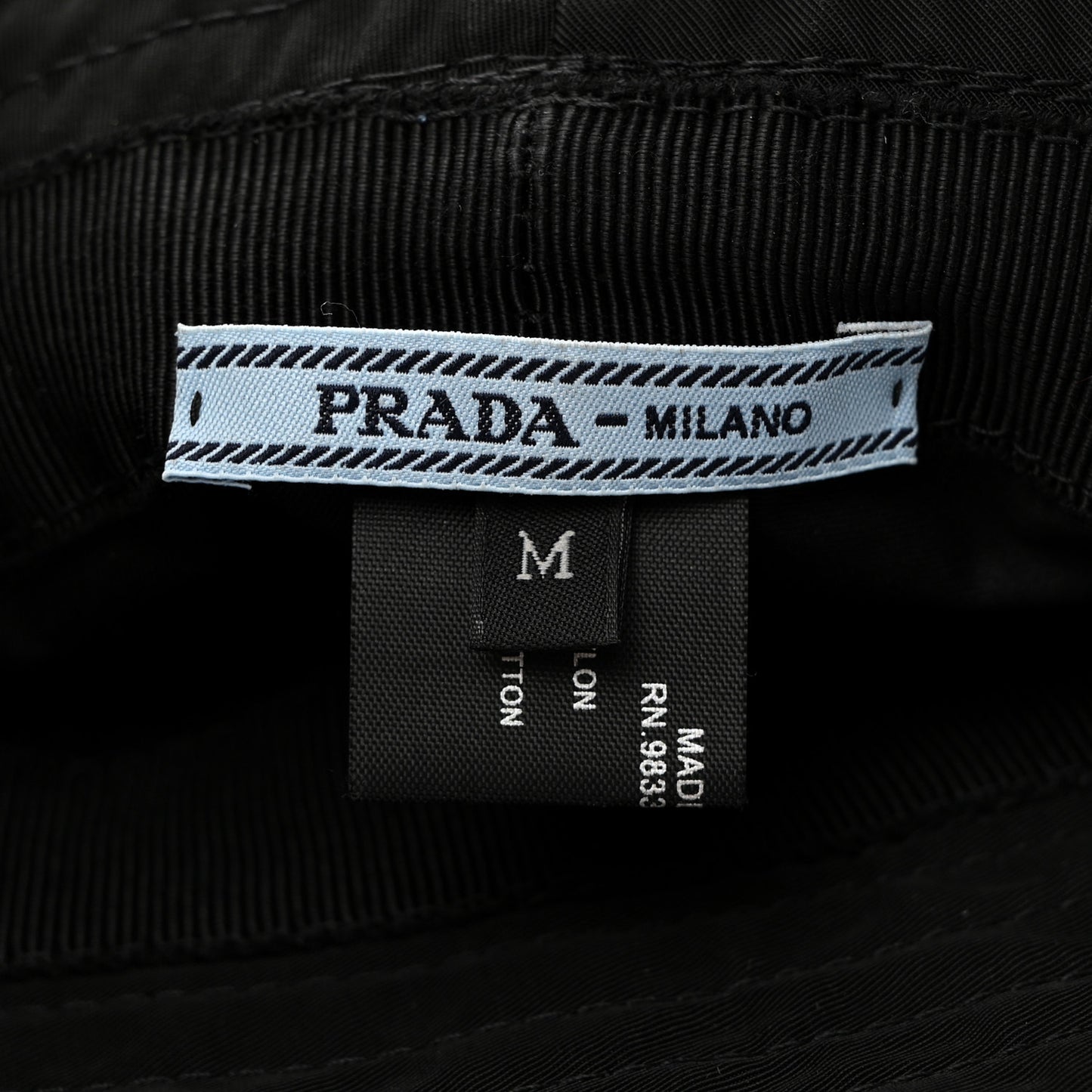 Re-Nylon Metal Triangle Logo Womens Bucket Hat M Black