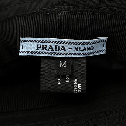 Prada Re-Nylon Metal Triangle Logo Womens Bucket Hat M Black 7 of 8