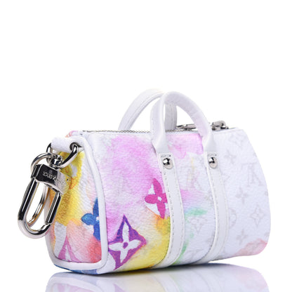 Louis Vuitton Monogram Watercolor Mini Keepall Bag Charm Key Holder Multicolor 4 of 9