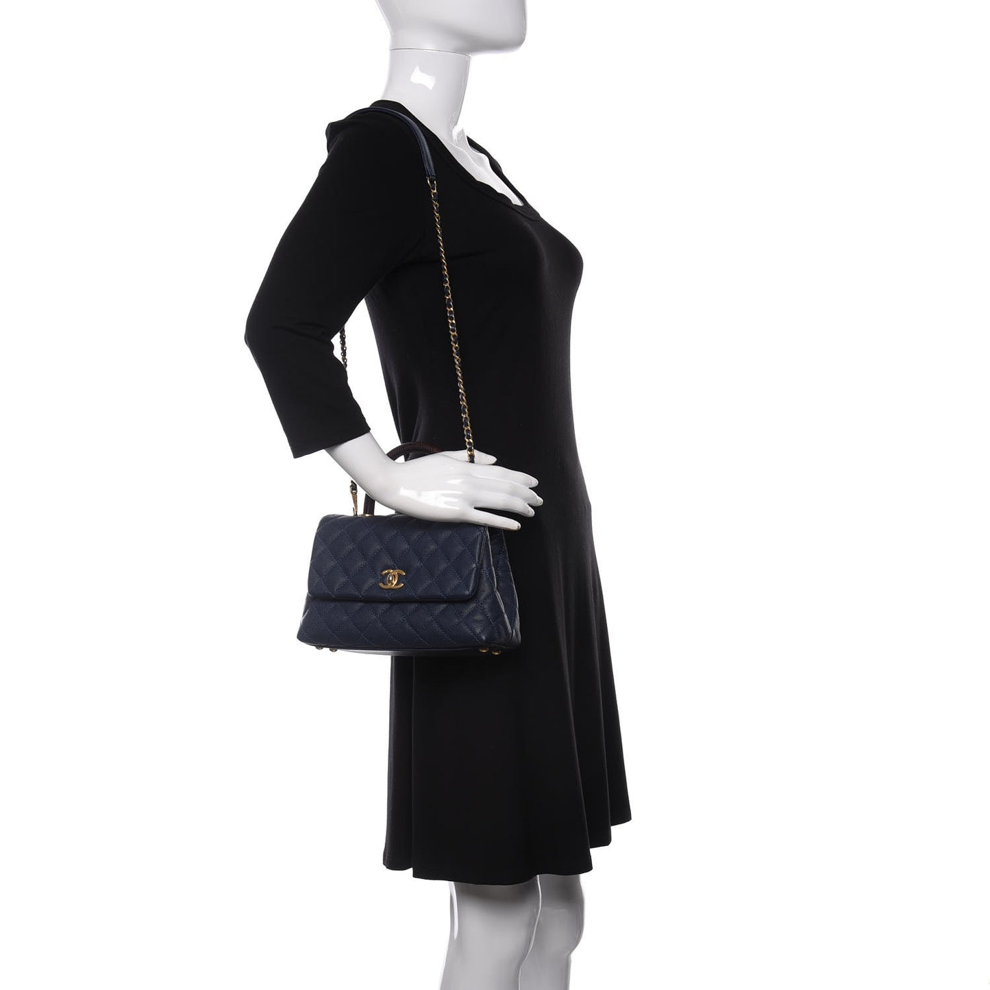 Caviar Lizard Quilted Mini Coco Handle Flap Blue