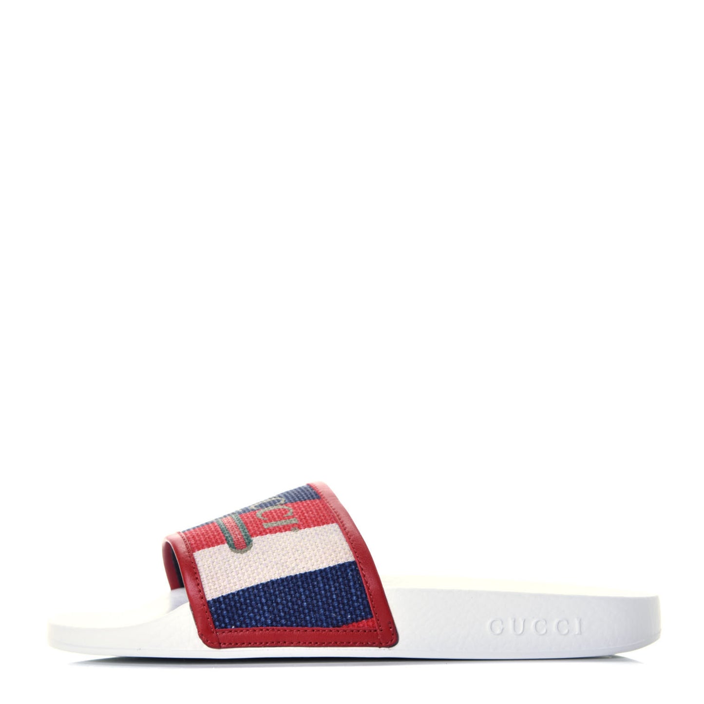 Canvas Sylvie Stripe Logo Pursuit Slide Sandals 40 Mystic White Hibiscus Red Maritime