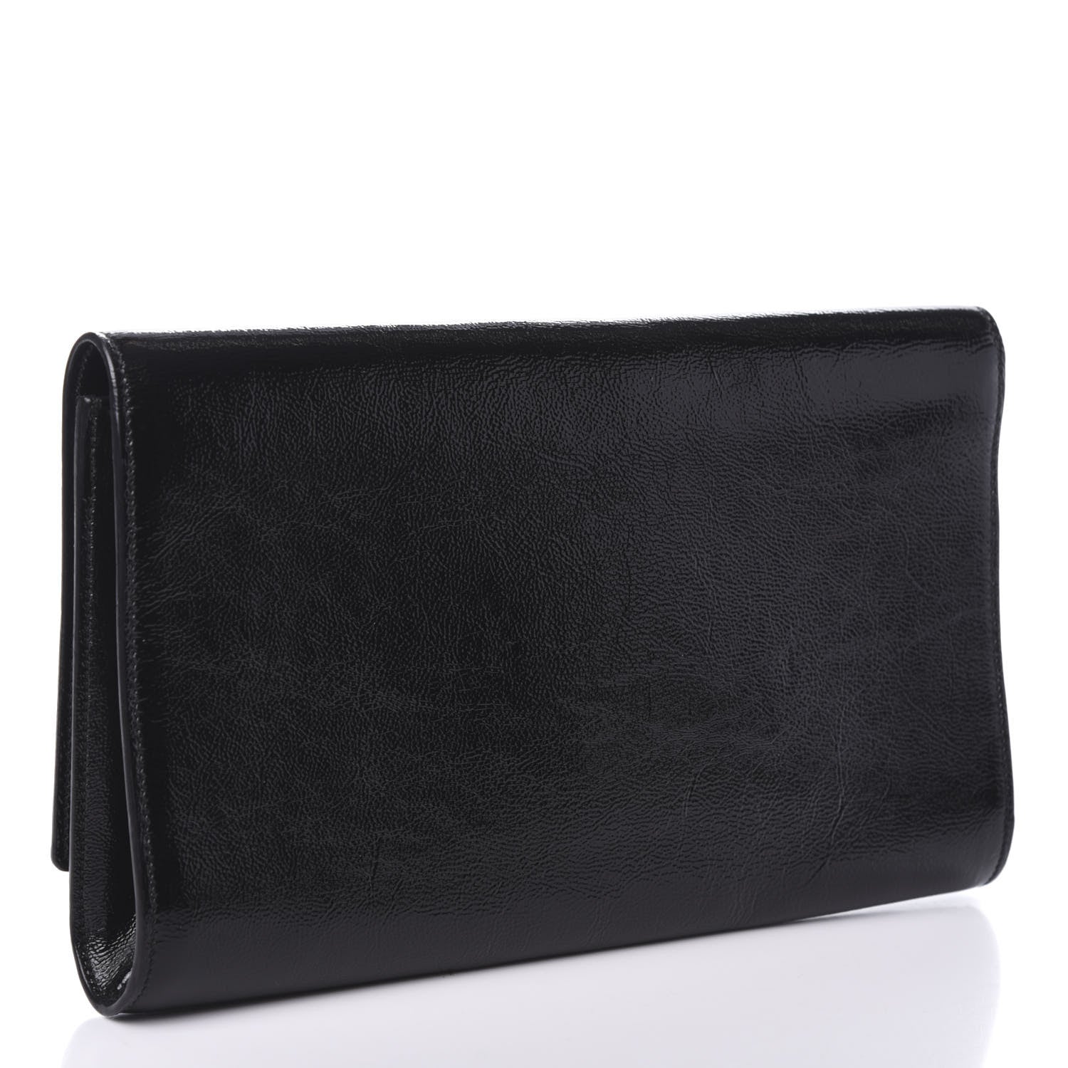 Saint Laurent Textured Patent Monogram Large Belle De Jour Clutch Black 5 of 12