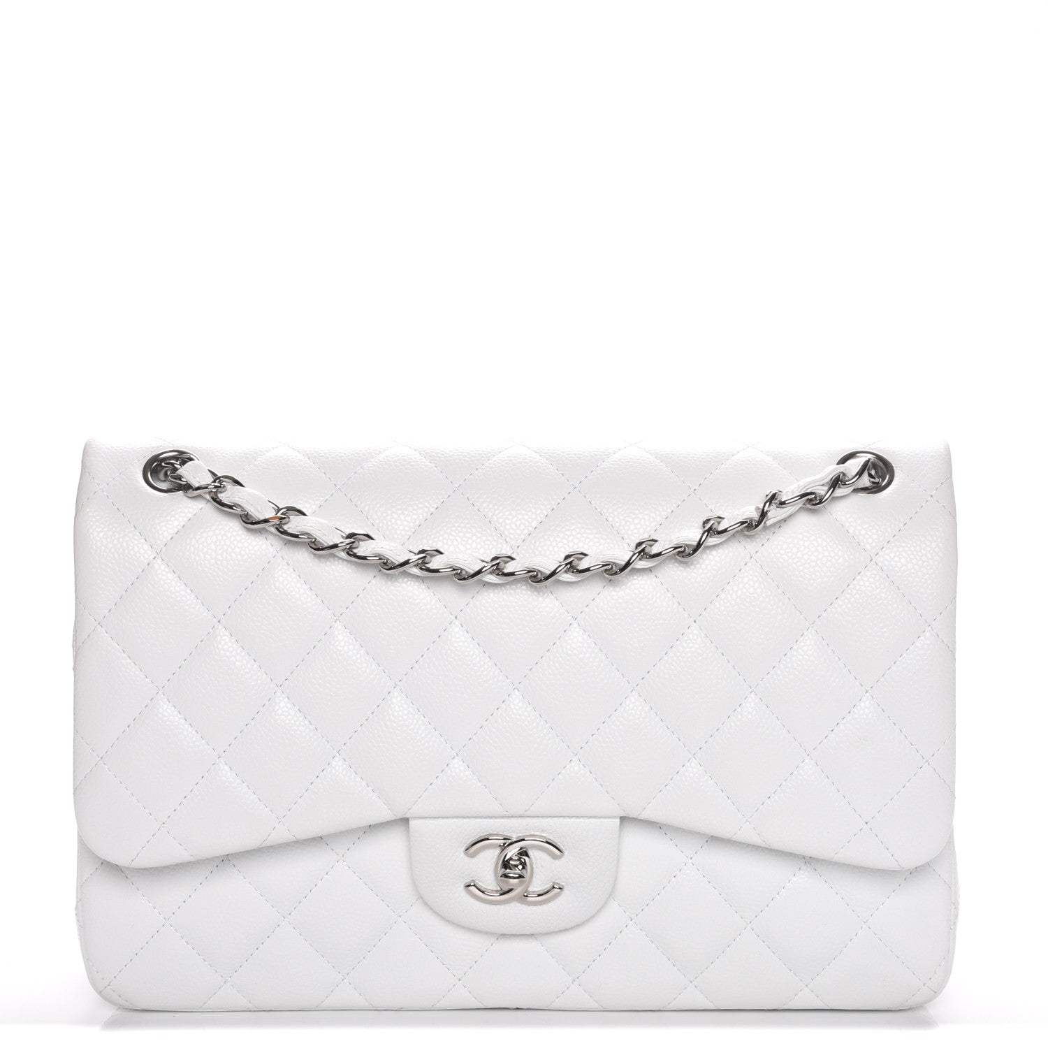 Chanel Caviar Quilted Jumbo Double Flap White 1 of 9