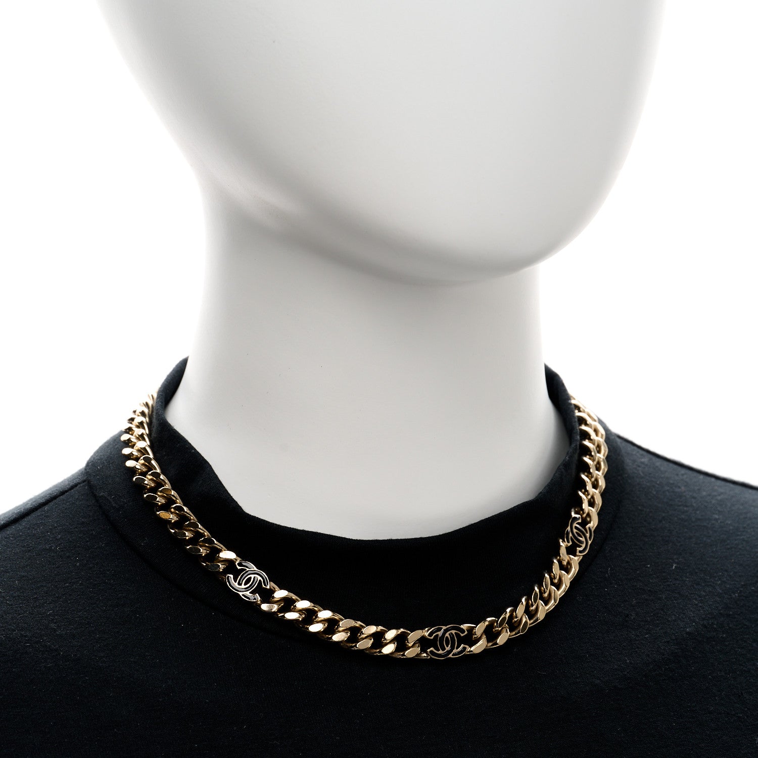 Chanel Metal Enamel Chain CC Choker Gold Black 2 of 6