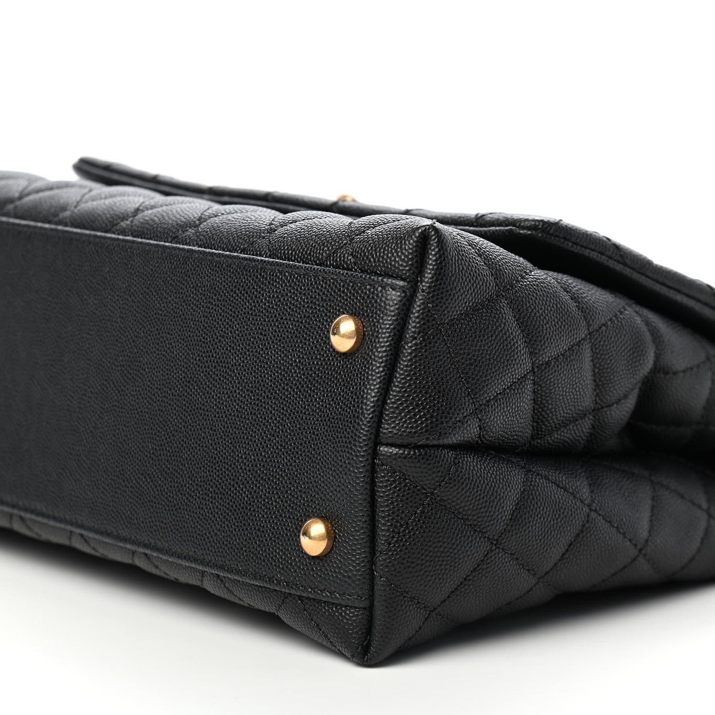 Caviar Lizard Quilted Small Coco Handle Flap Black