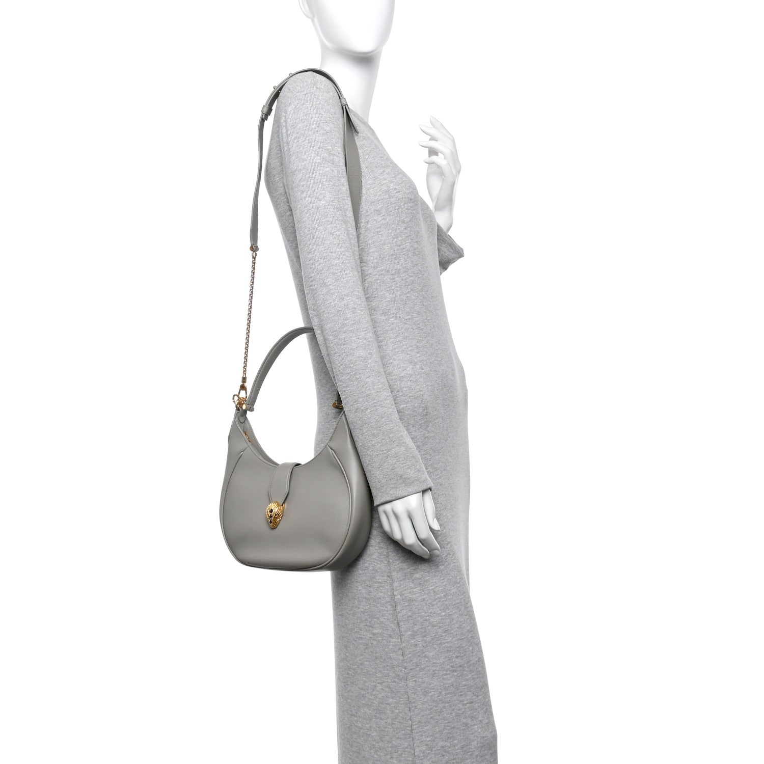 Bulgari Urban Grain Smooth Calfskin Serpenti Ellipse Shoulder Bag Foggy Opal 2 of 9