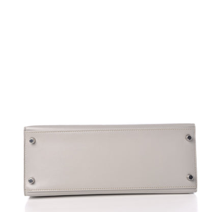 Hermes Tadelakt Kelly Sellier Guilloche 28 Gris Perle 7 of 36