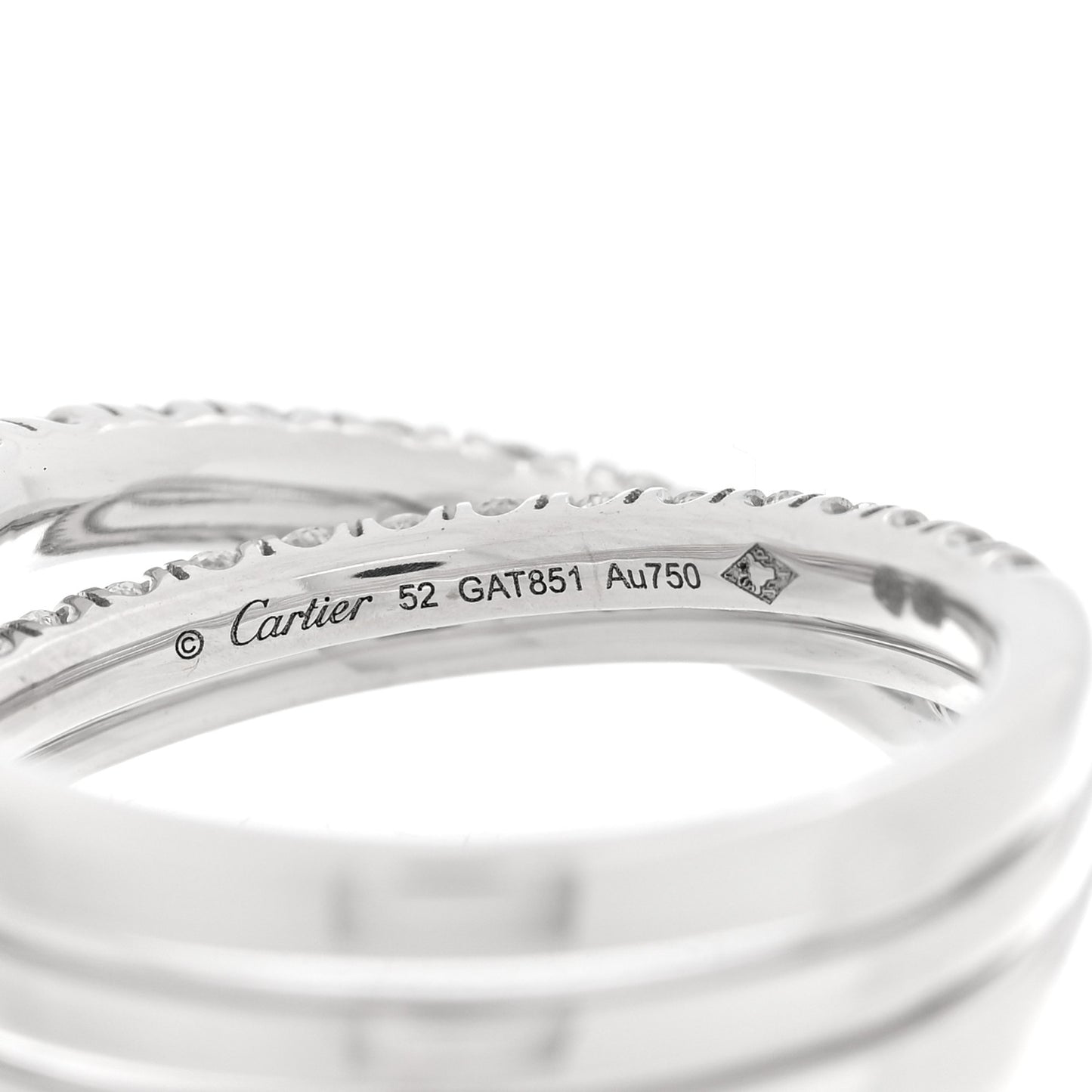 18K White Gold Diamond Etincelle de Cartier Semi Paved Ring 52 6