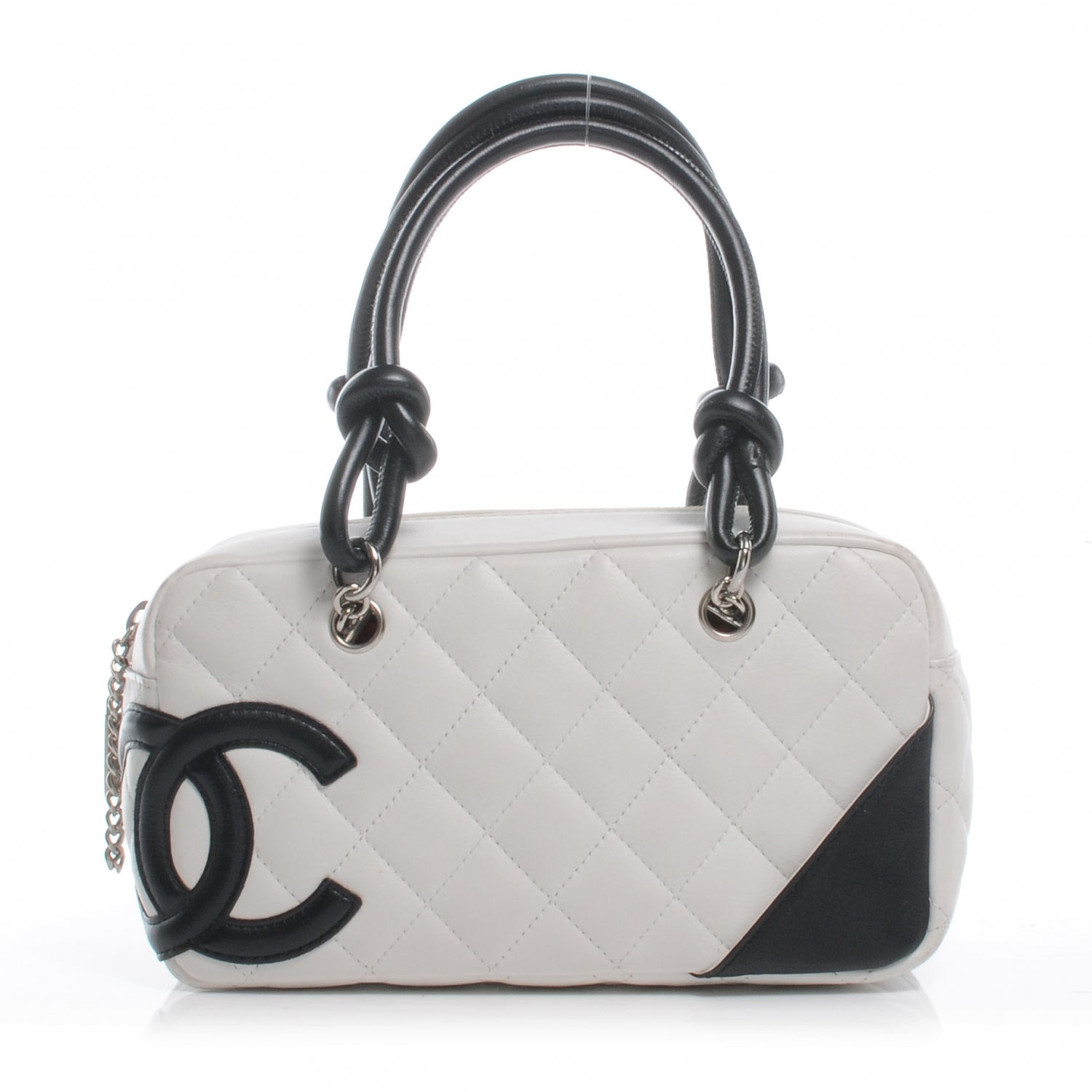 Chanel Calfskin Quilted Small Cambon Bowler White Black 1 of 7
