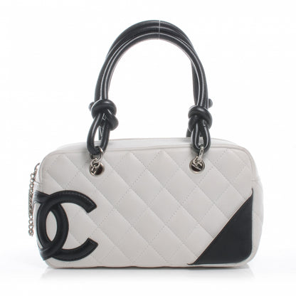 Chanel Calfskin Quilted Small Cambon Bowler White Black 1 of 7