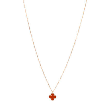Van Cleef & Arpels 18K Rose Gold Carnelian Sweet Alhambra Pendant Necklace 1 of 5