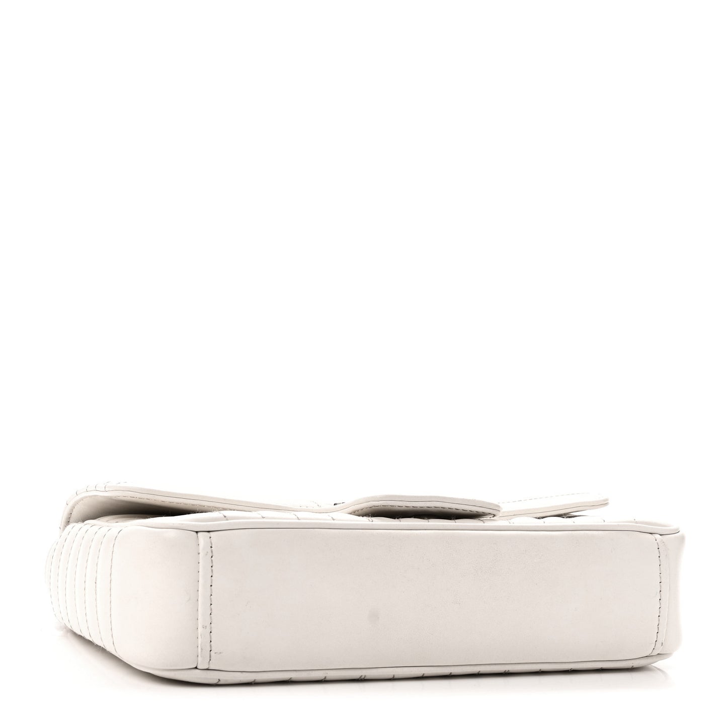 Soft Calfskin Impunture Diagramme Medium Chain Flap Shoulder Bag White
