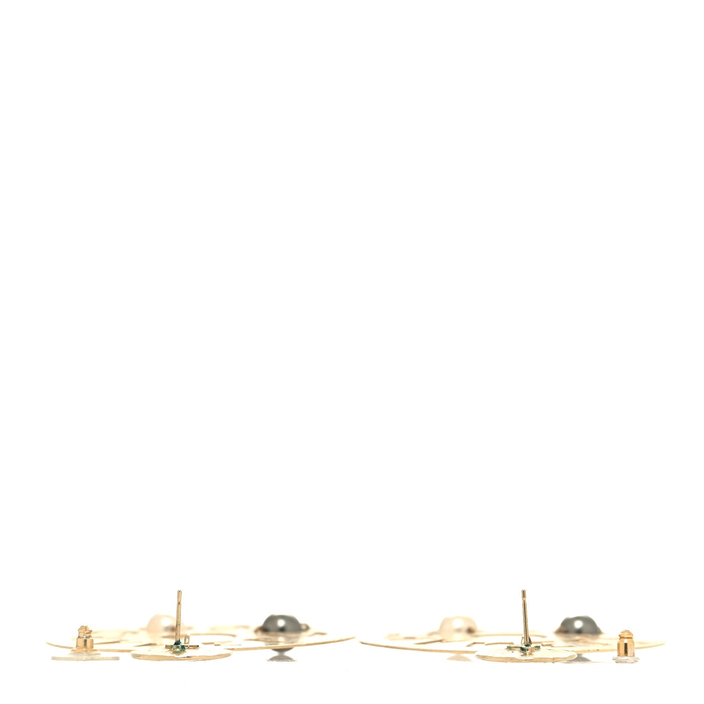 Crystal Pearl CC Papyrus Drop Earrings Gold Grey