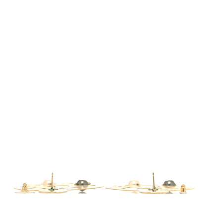 Chanel Crystal Pearl CC Papyrus Drop Earrings Gold Grey 3 of 5