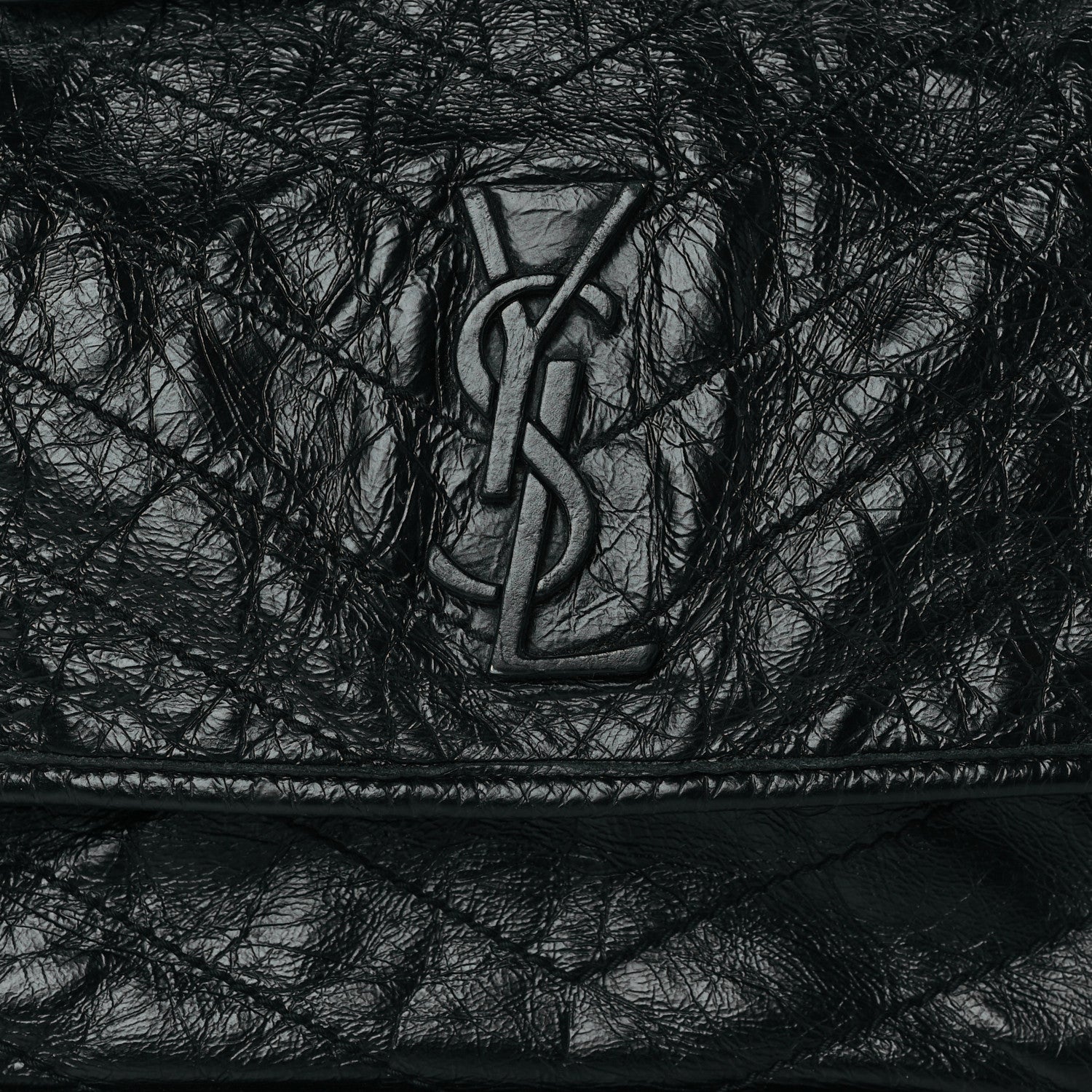 Saint Laurent Crinkled Calfskin Matelasse Monogram Medium Niki Chain Satchel Black 8 of 10