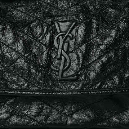 Saint Laurent Crinkled Calfskin Matelasse Monogram Medium Niki Chain Satchel Black 8 of 10