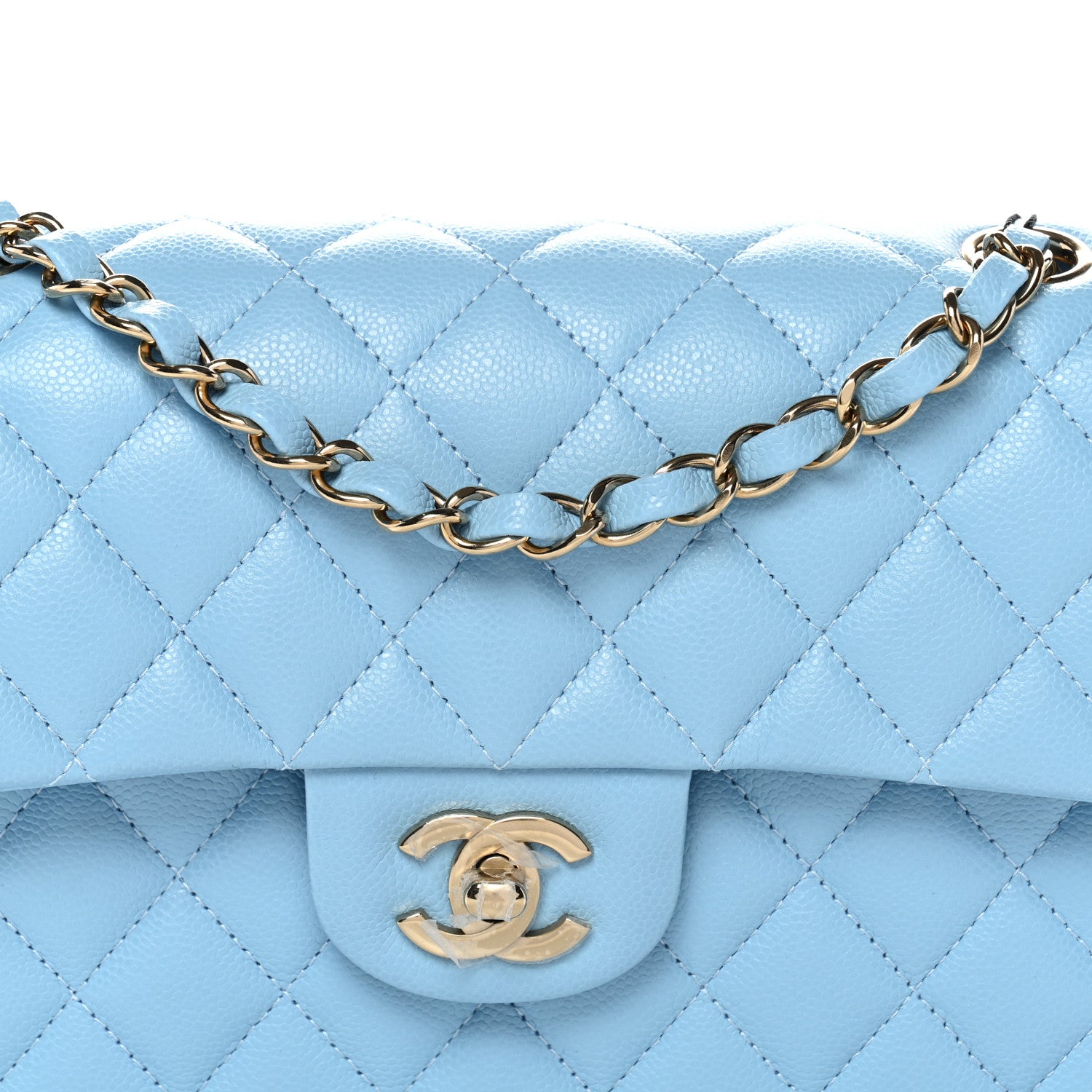 Chanel Caviar Quilted Small Double Flap Light Blue 8 of 11