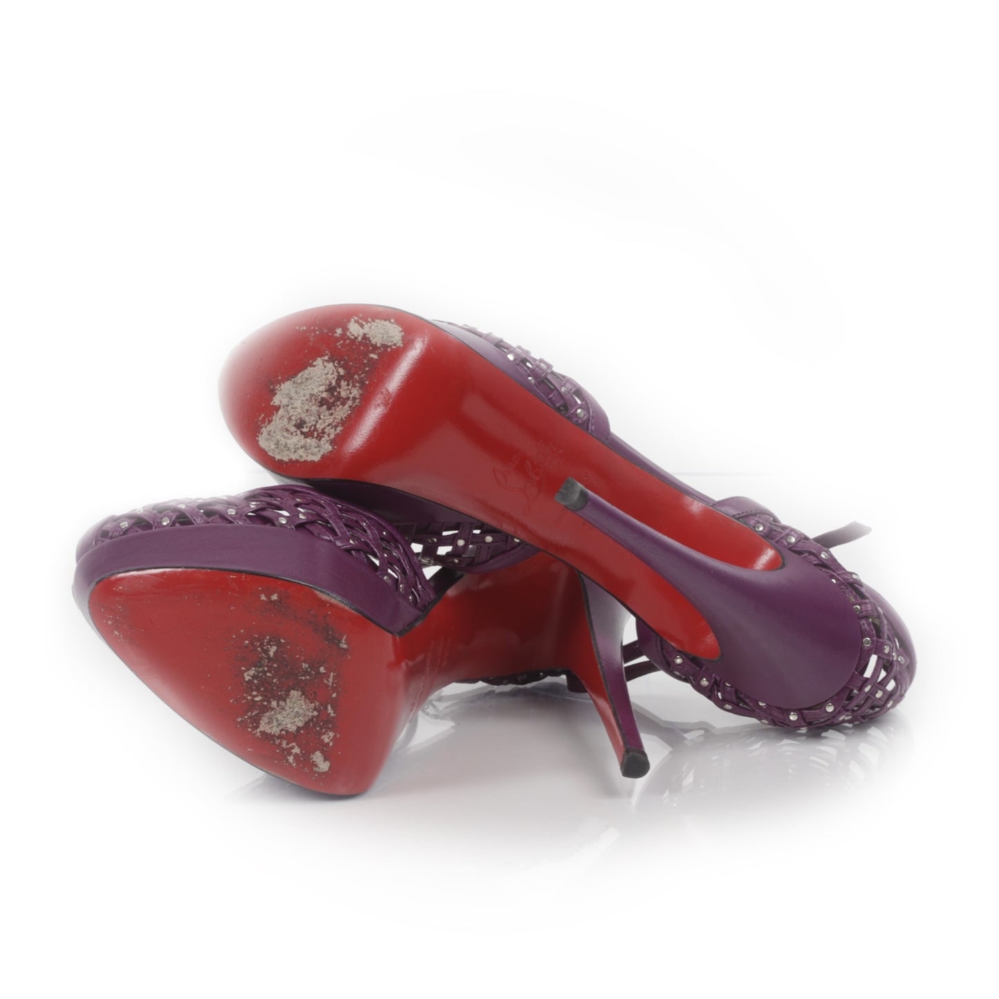 Studded Peep Toe Platform Pumps 37.5 Purple