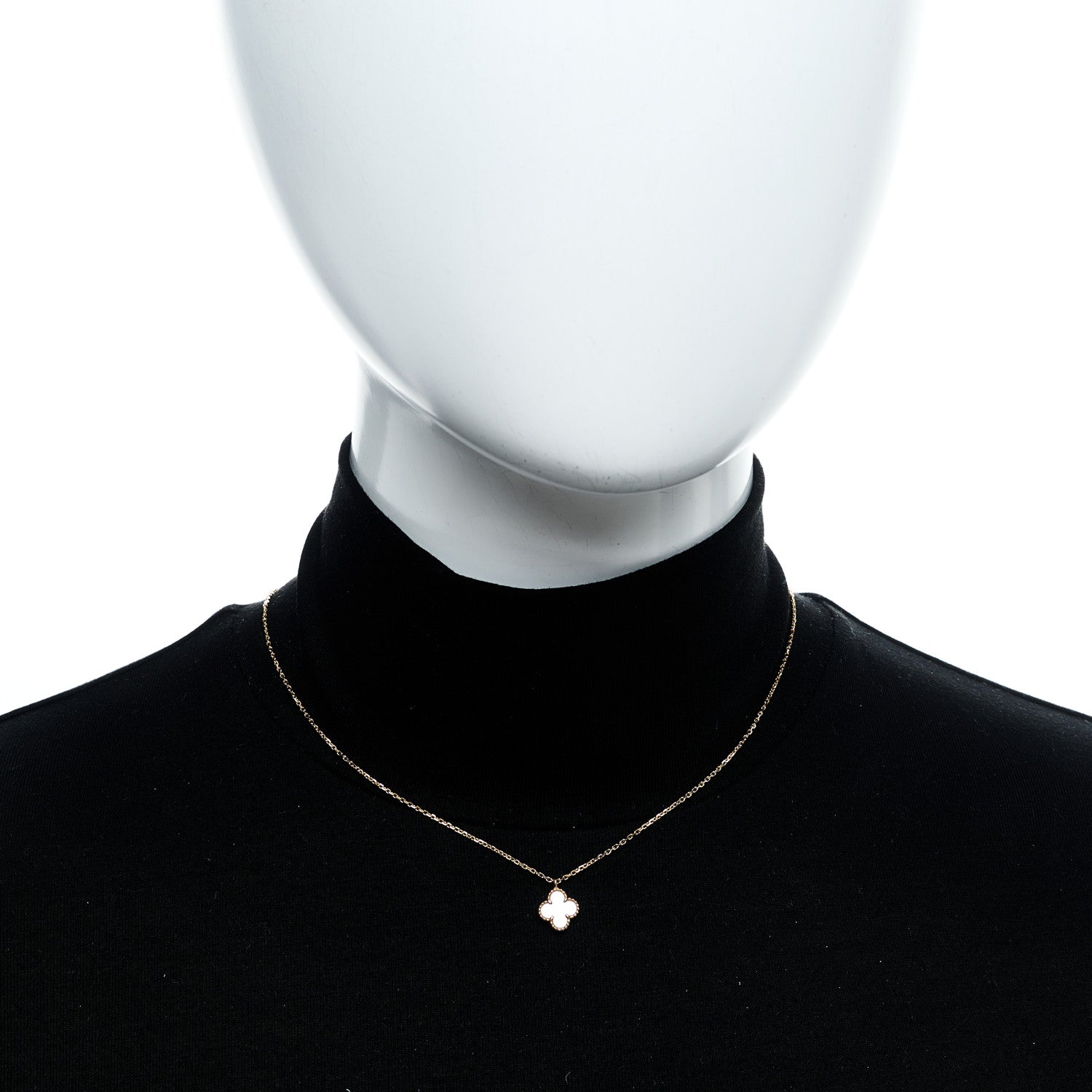 Van Cleef & Arpels 18K Yellow Gold Mother of Pearl Sweet Alhambra Pendant Necklace 2 of 7