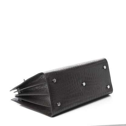 Saint Laurent Calfskin Crocodile Embossed Small Sac De Jour Dark Brown 4 of 9