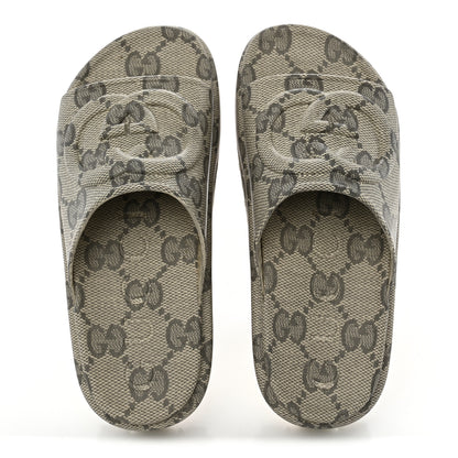 Gucci Cubic Rubber GG Monogram Womens Interlocking G Platform 42mm Slide Sandals 36 Beige Ebony 2 of 11