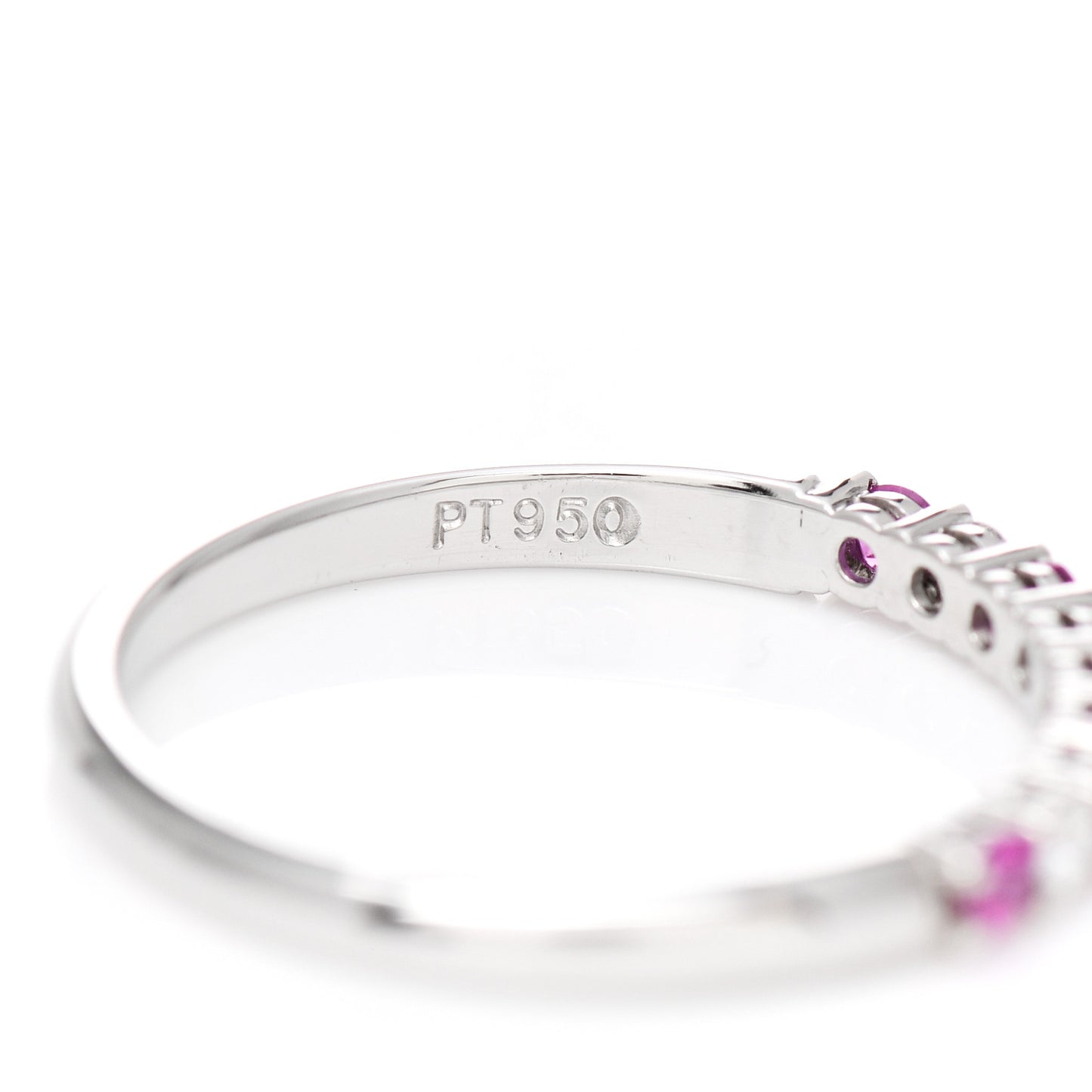 Platinum Diamond Pink Sapphire 2.2mm Embrace Half Circle Ring 54 7