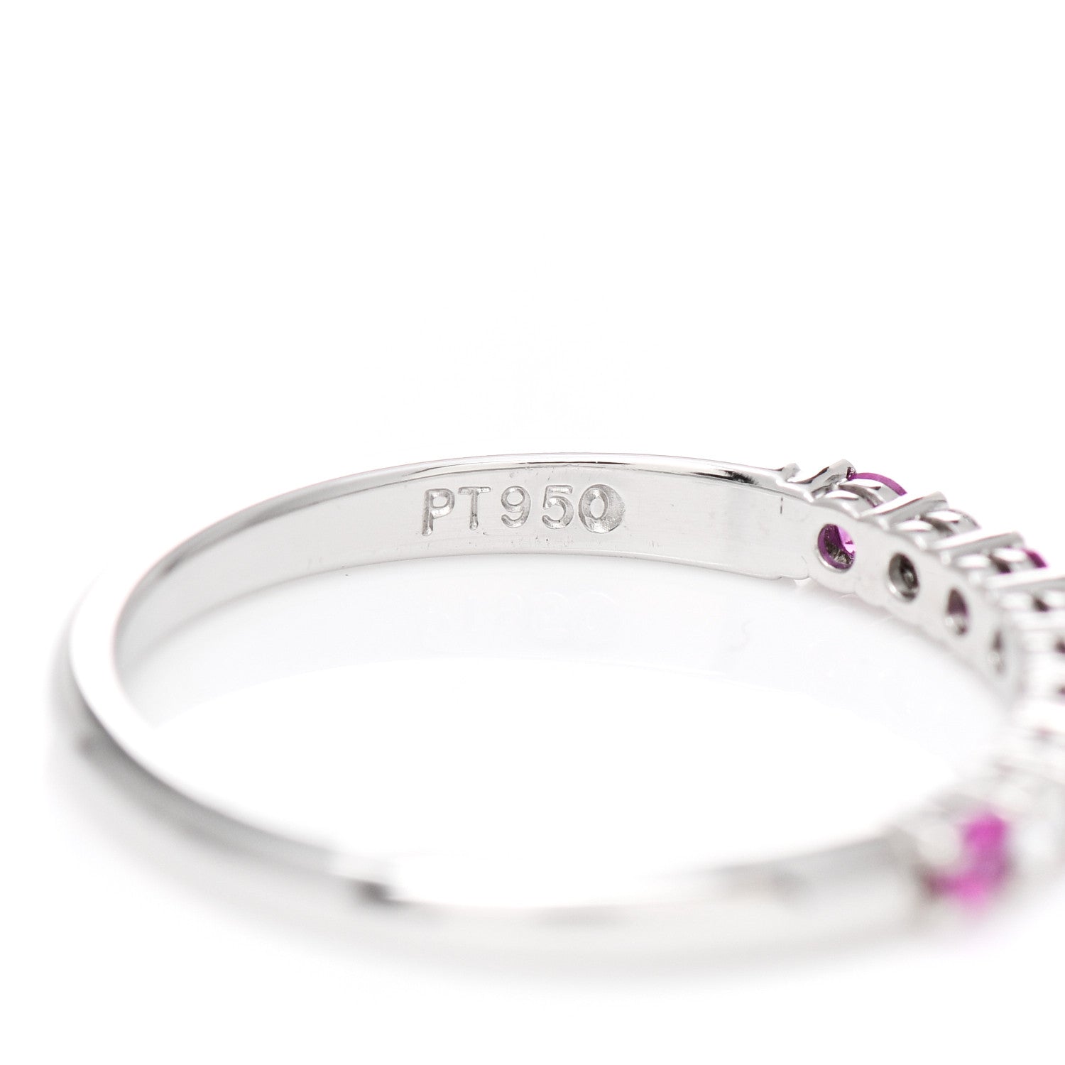Tiffany Platinum Diamond Pink Sapphire 2.2mm Embrace Half Circle Ring 54 7 4 of 6