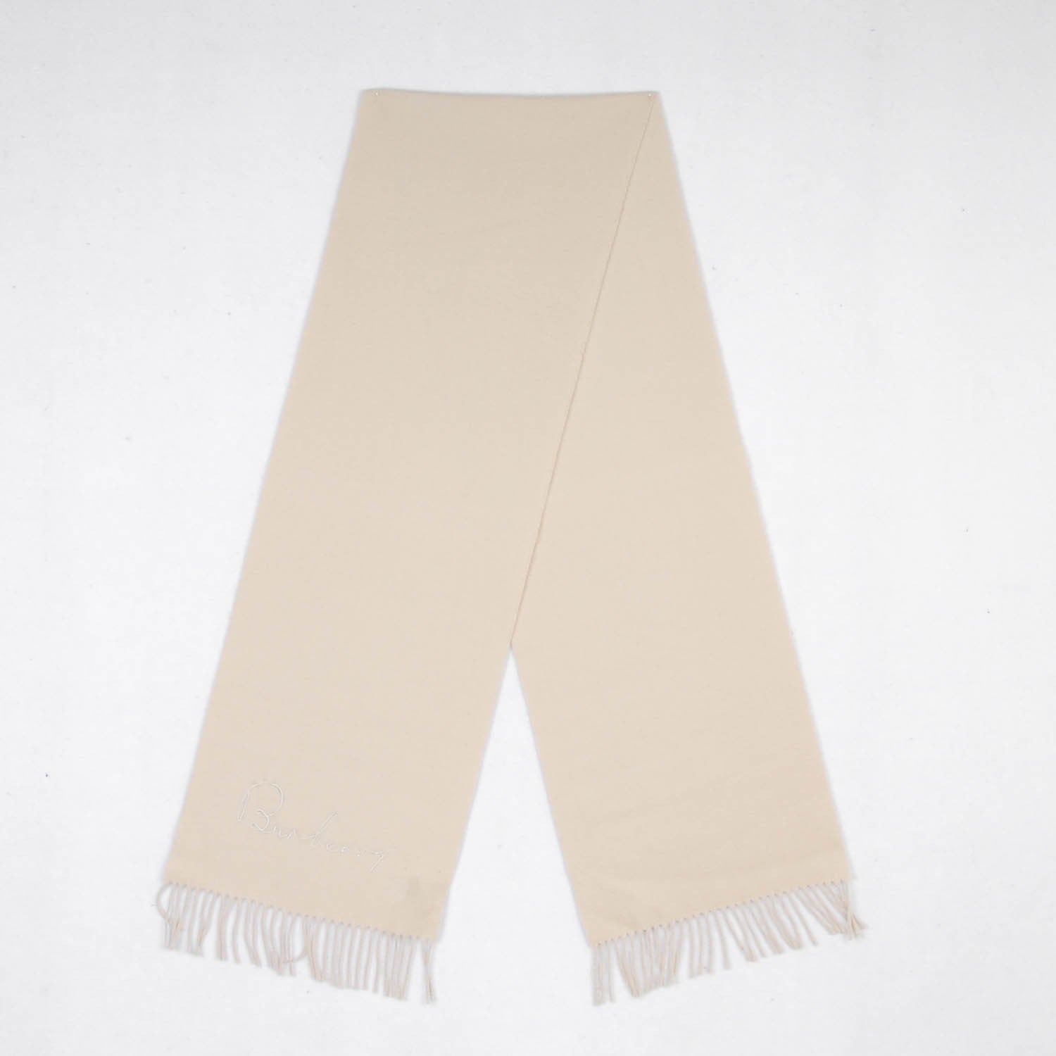 Burberry Cashmere Embroidered Fringe Scarf Ivory 3 of 6