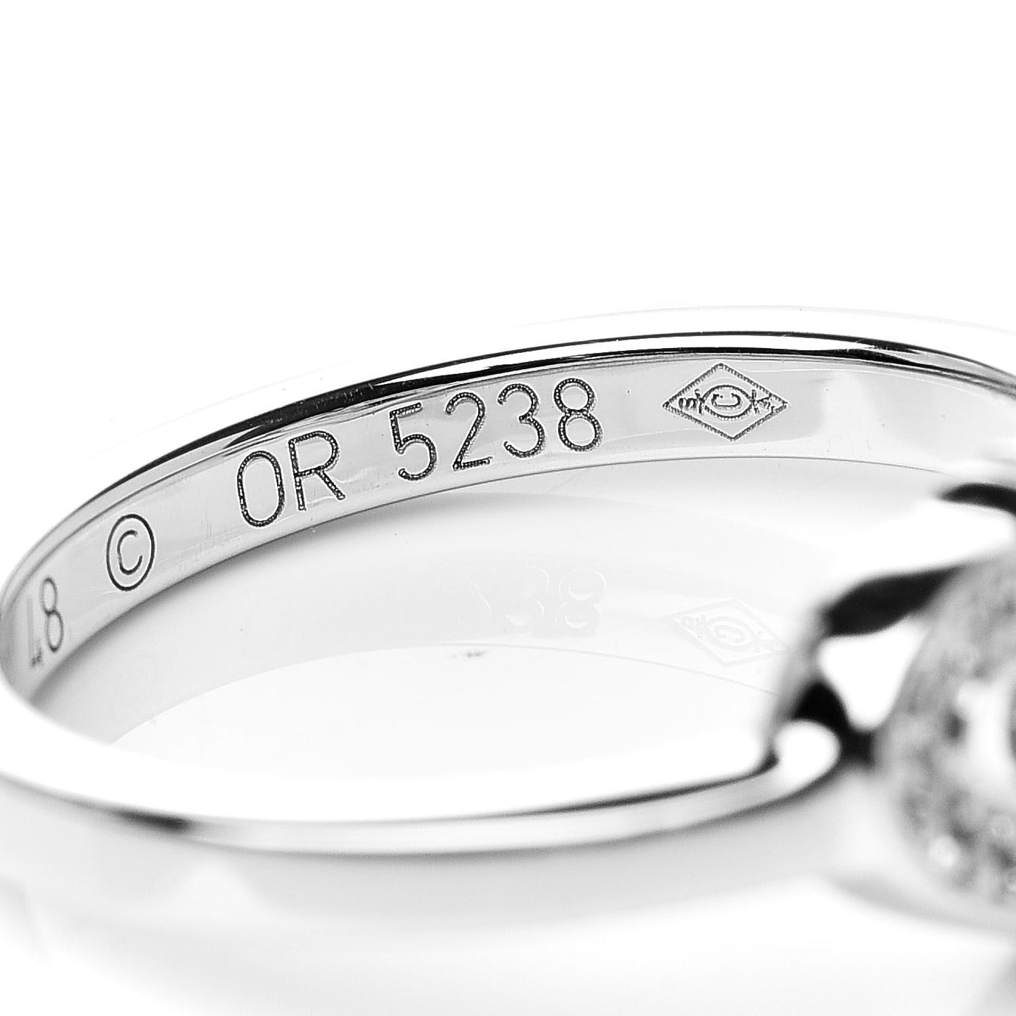 18K White Gold Diamond Small Hearts and Symbols Ring 47 4
