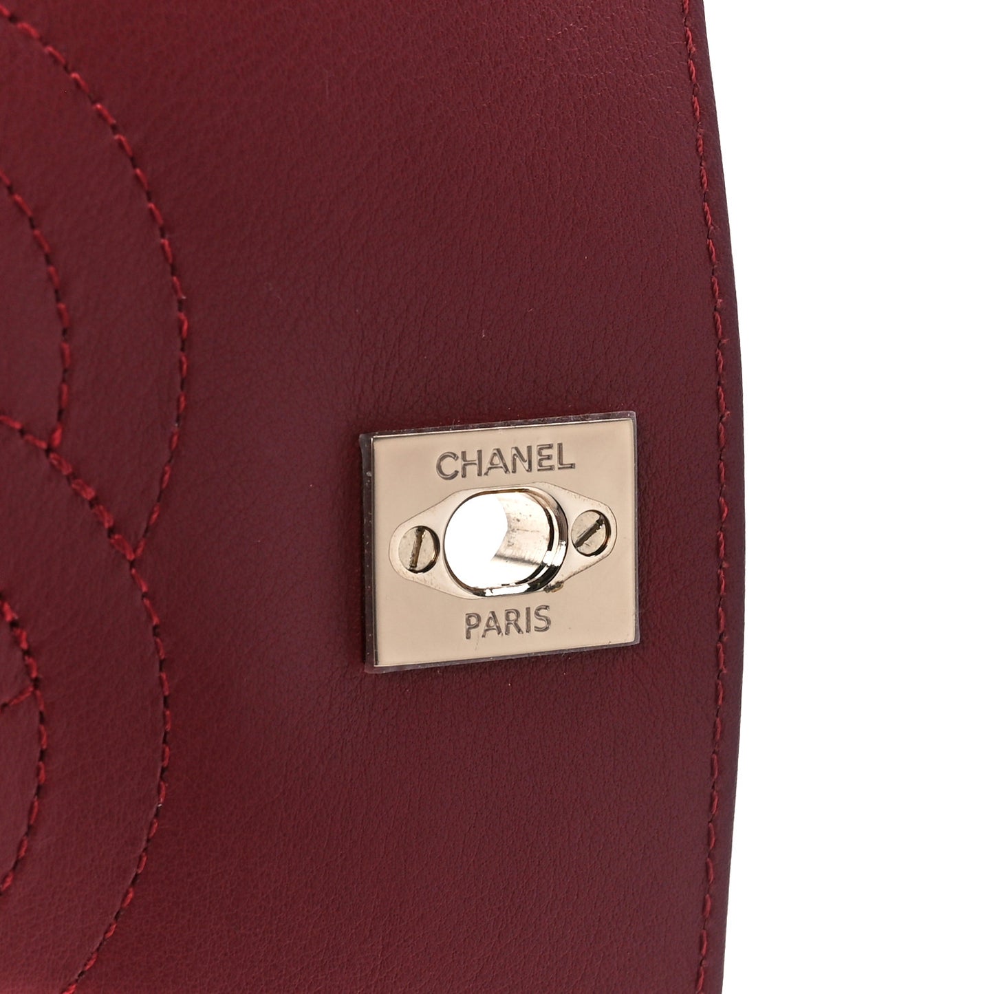 Calfskin Chevron Quilted Small Statement Flap Burgundy