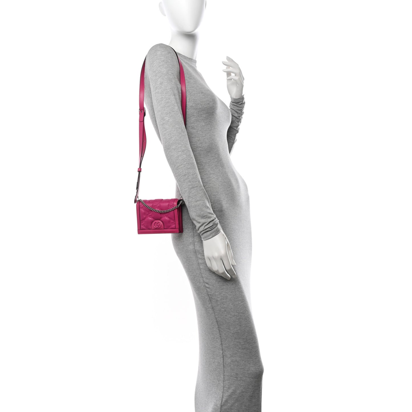 Nylon Calfskin Enamel GG Matelasse Mini Chain Bag Lovely